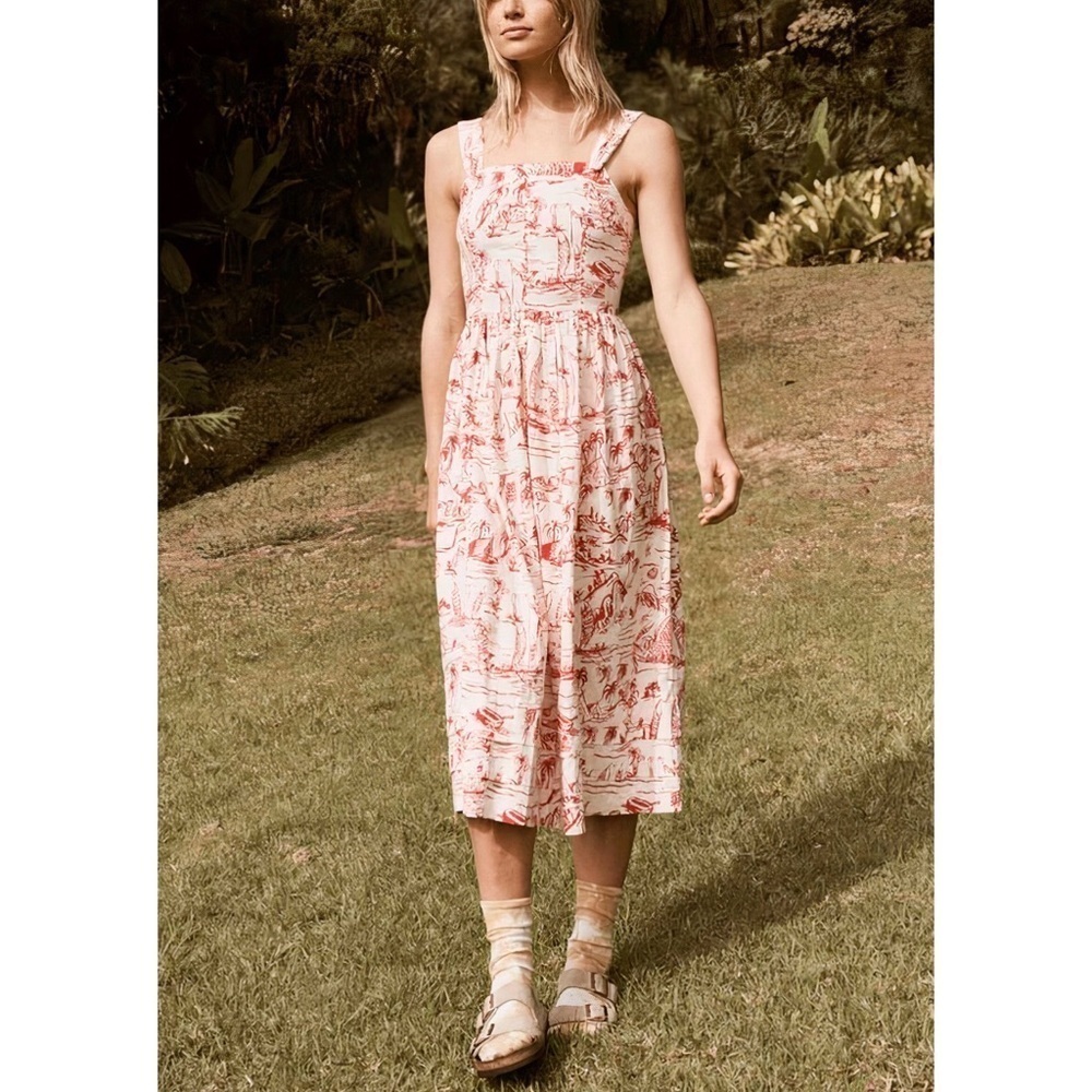 NWOT THE GREAT. Midi Sleeveless The Vacation Smocked Dress